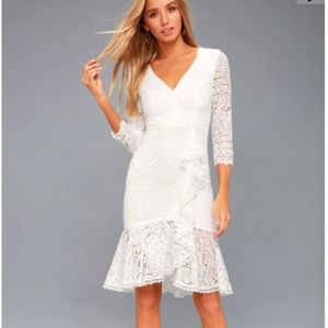 NWT Lulu's Chic Lace Midi Dress - White - Sz Large
